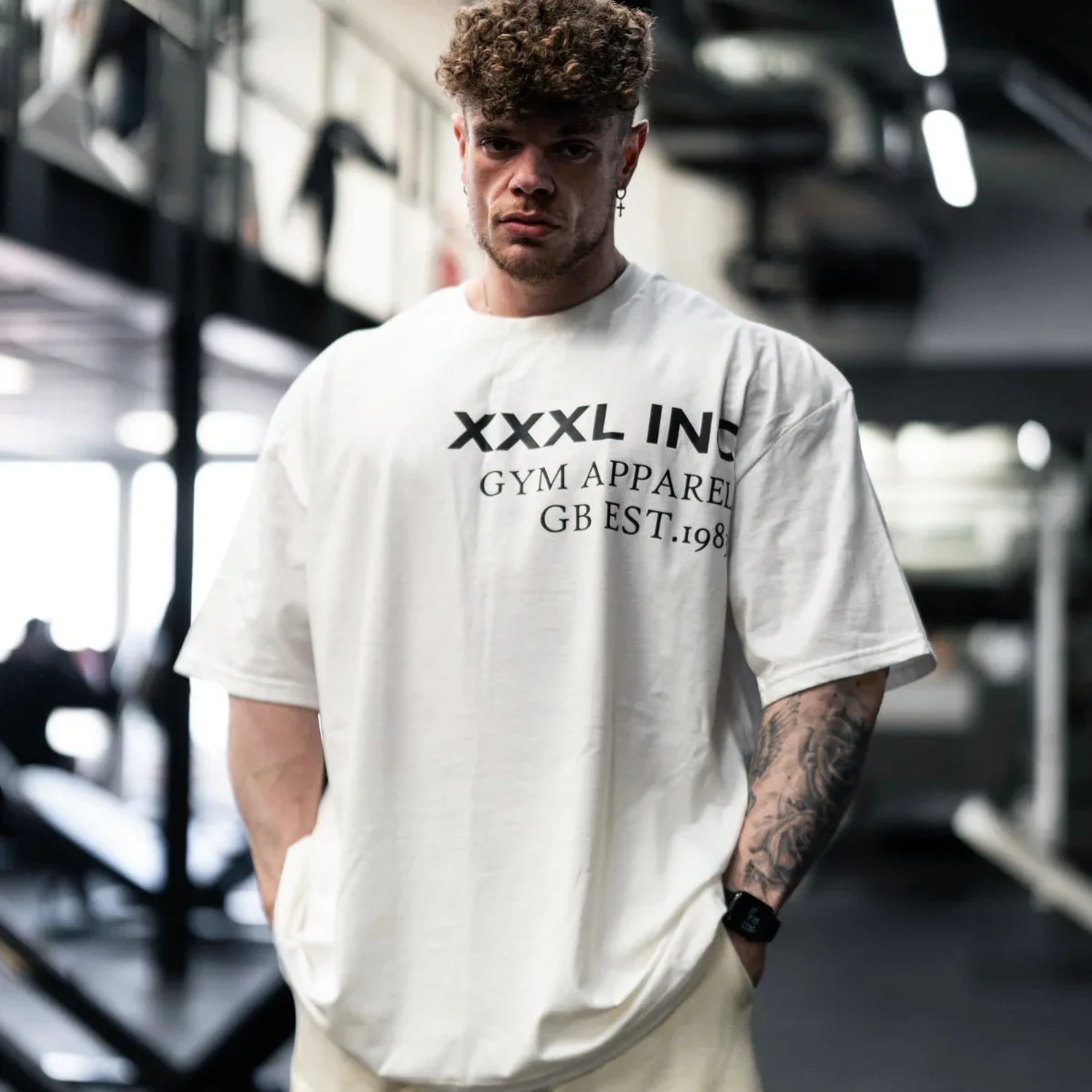 Off-Set XXXL Logo Oversized Base T-Shirt mit Grafikdruck aus Baumwolle – Bodybuilding, Workout, Freizeit, Fitness, Streetwear Oberteile – Detail 4
