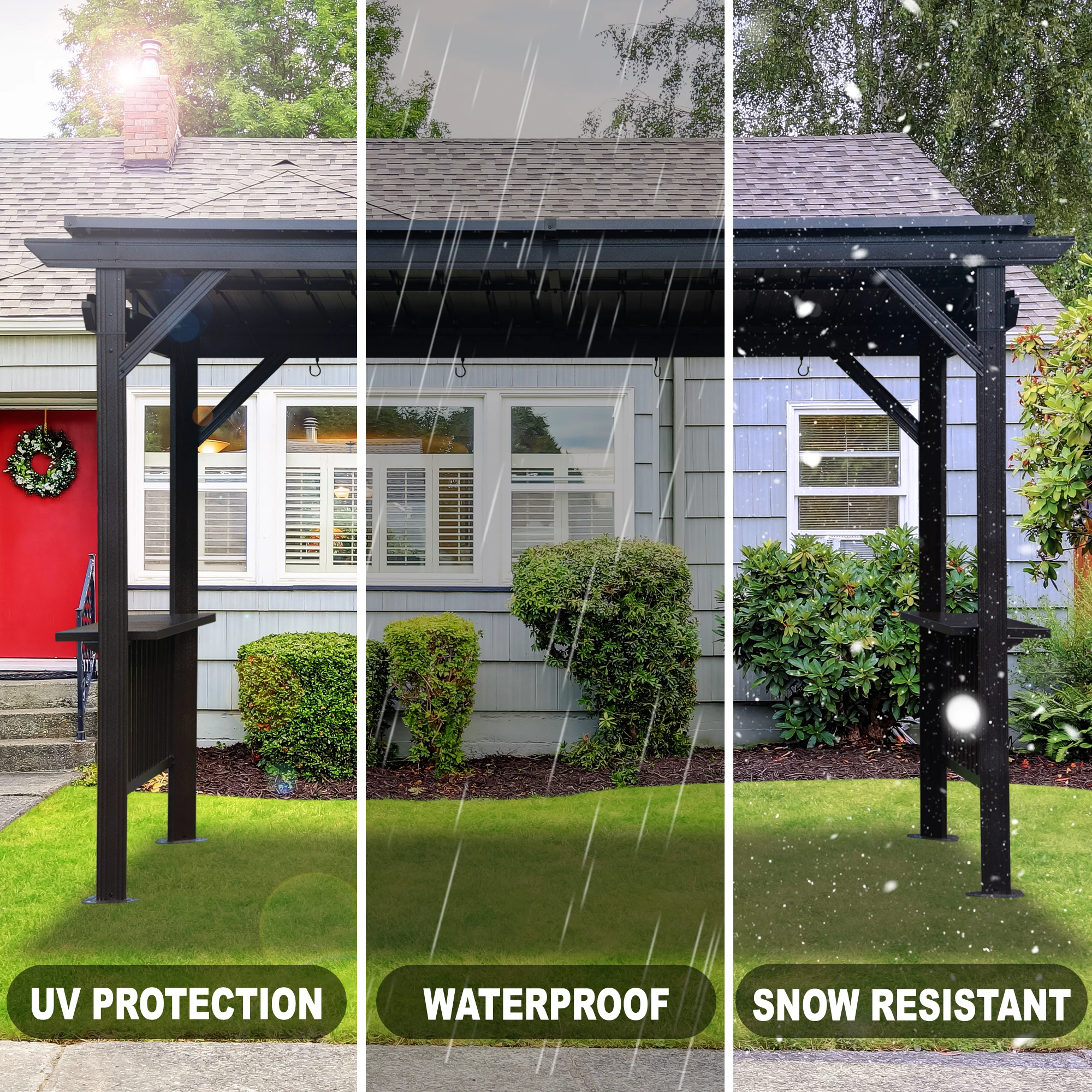 Double Roof Aluminum Hardtop Gazebo, Waterproof Luxury Outdoor Garden Pavilion with UV Protection for Patio Backyard