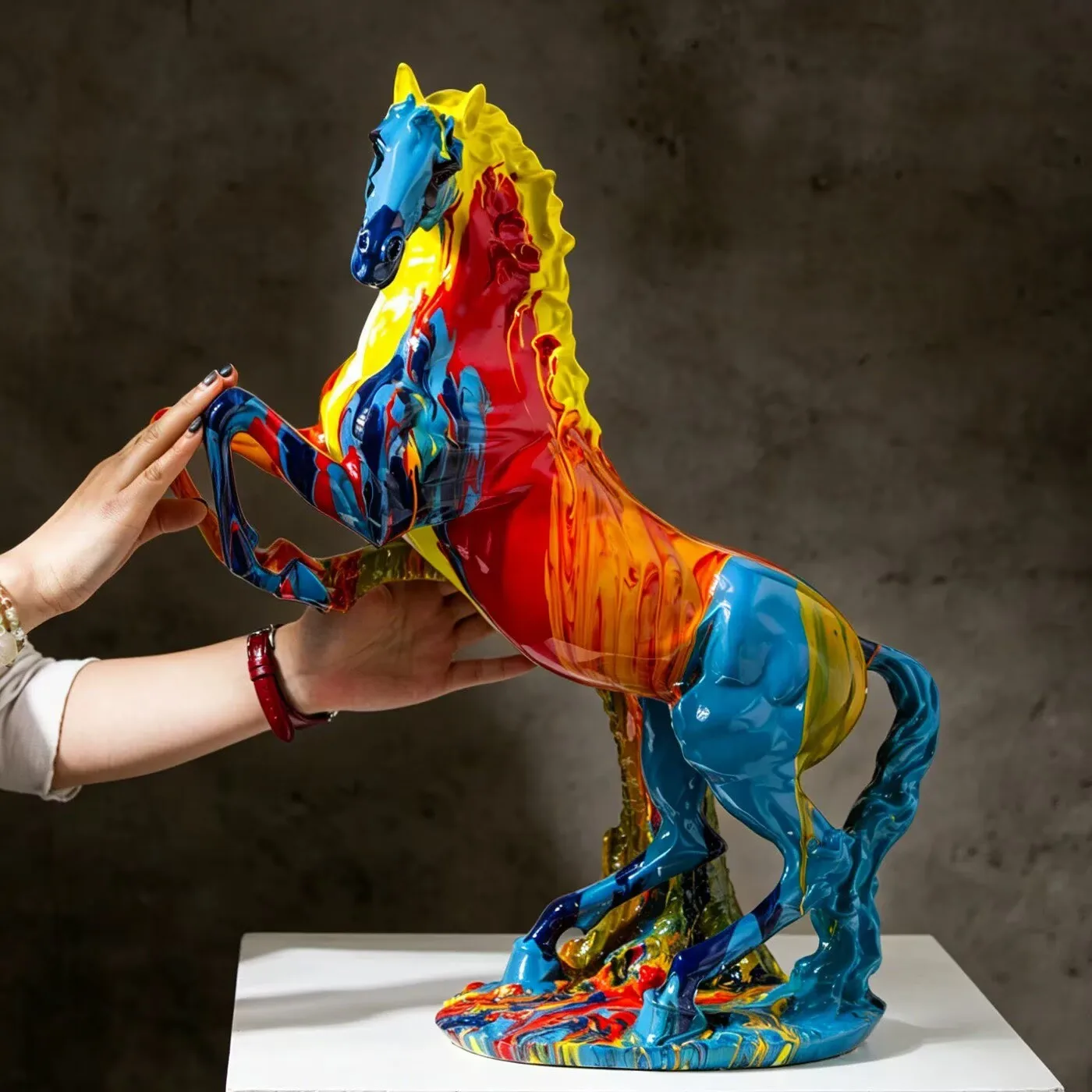 Room Decor Fine Horse Sculpture Luxury Colorful Splashing Horse Ornament Living Room Luxury Decoration Opening Gift