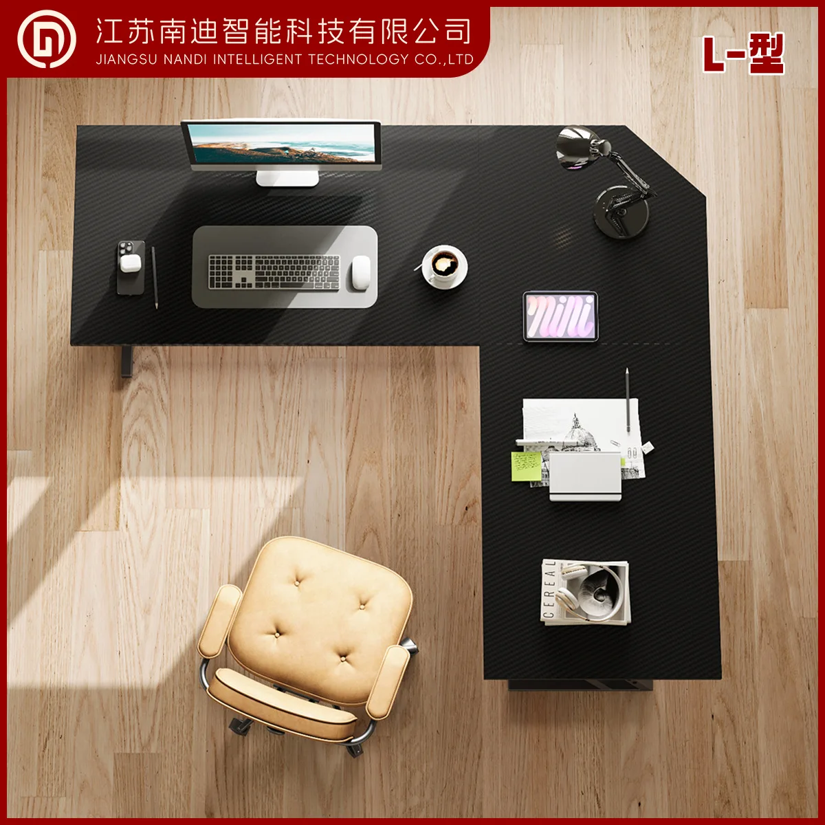 Corner Desk Bookcase Integrated Office Computer Desk Bedroom L-shaped Learning and Writing Desk L-shaped Corner Lifting Table