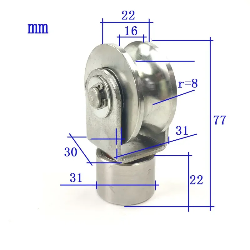 2 inch 304 stainless steel sliding door universal wheel,track roller pulley v/u groove roller 360 degree,1pcs/lot