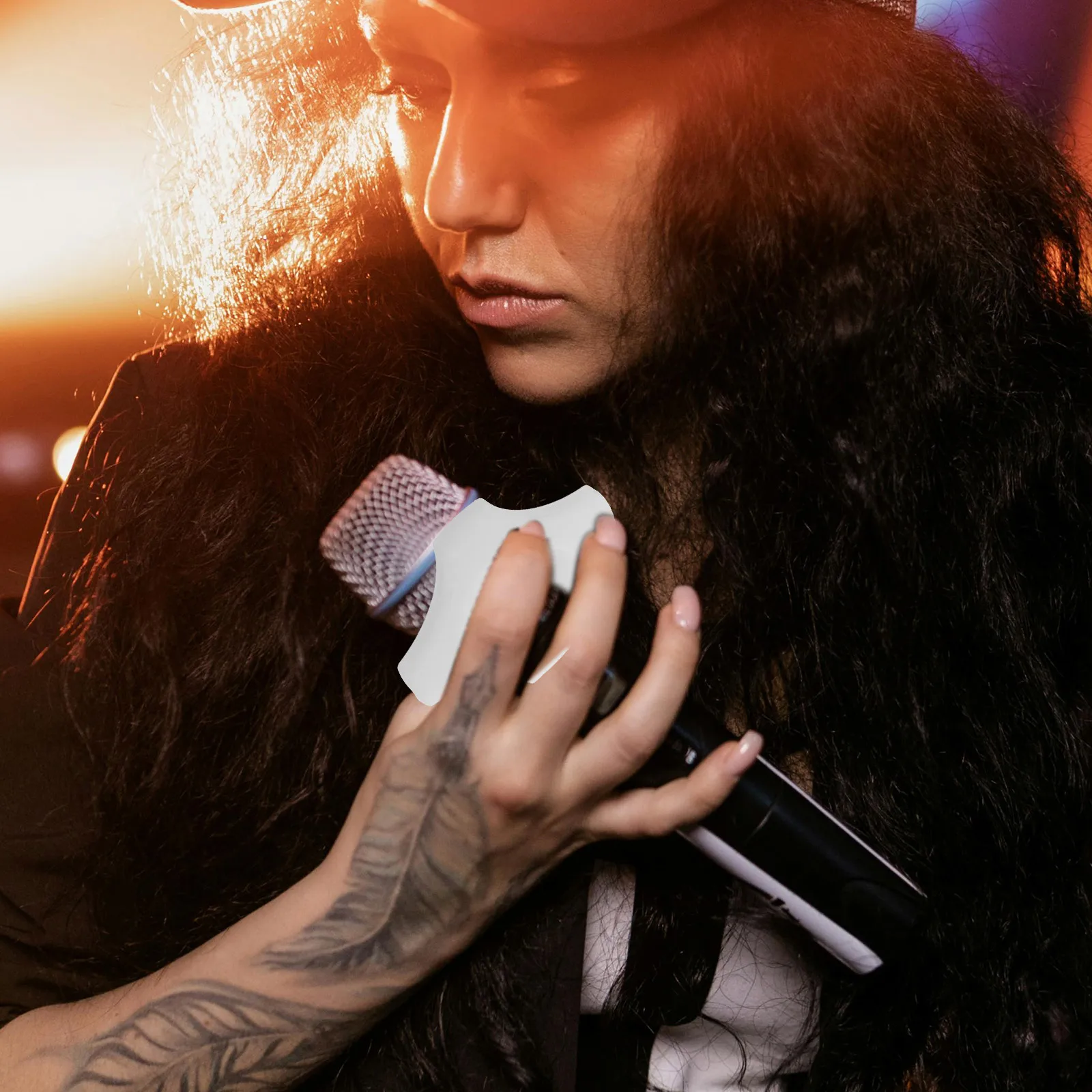 

2 set Night Glow Anti-Slip Mic Rings 2 Sets Rubber Microphone Ring Replacement End Rod Sleeves For Karaoke Bars Stages Ktv Mic