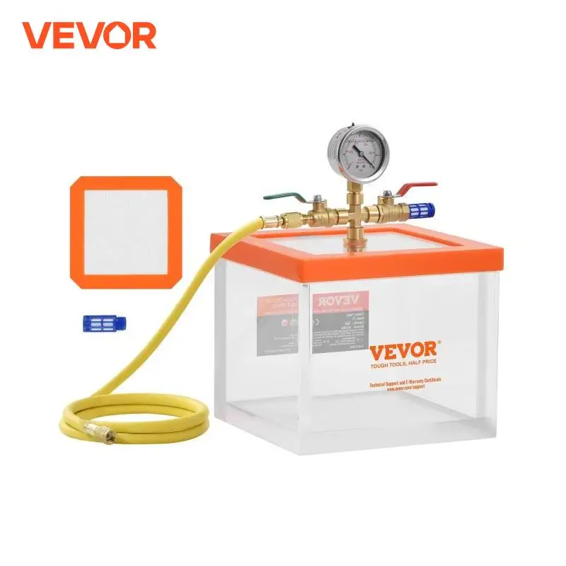 VEVOR 2 Gallon Vacuum Chamber Upgraded Multipurpose Acrylic for Resin Silica Degassing, Gel Gypsum Degassing, Vacuum Extraction