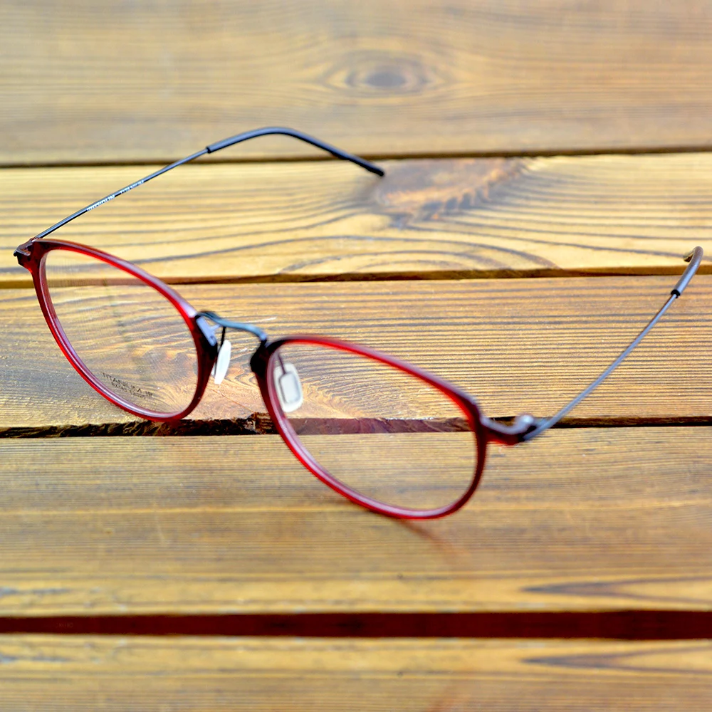 Fashion Round Lightweight Red TR90 Frame Alloy Non-slip Temple Delicate Hinge Optical Frame Spectacle