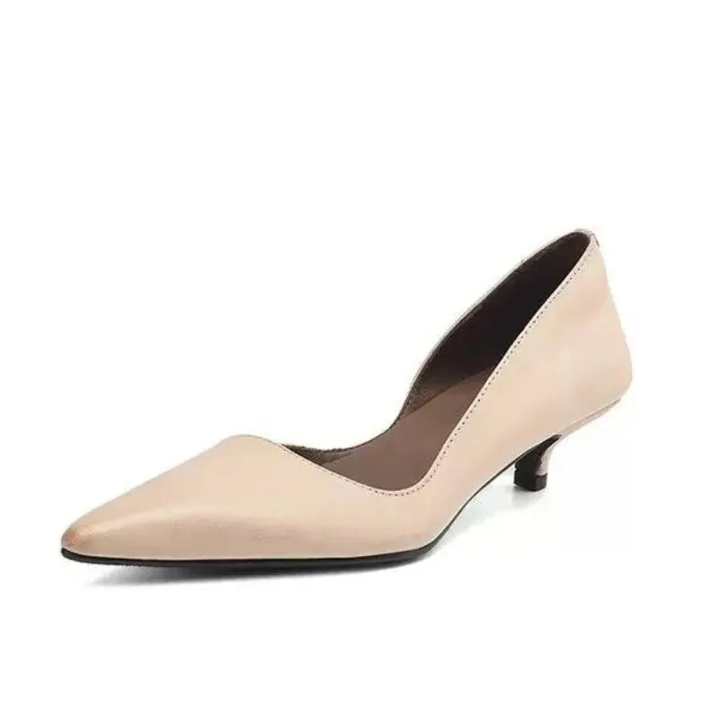 Tacones de aguja con punta estrecha para mujer, moda versátil, sexy, boca ligera, tacón de aire lateral, zapatos individuales