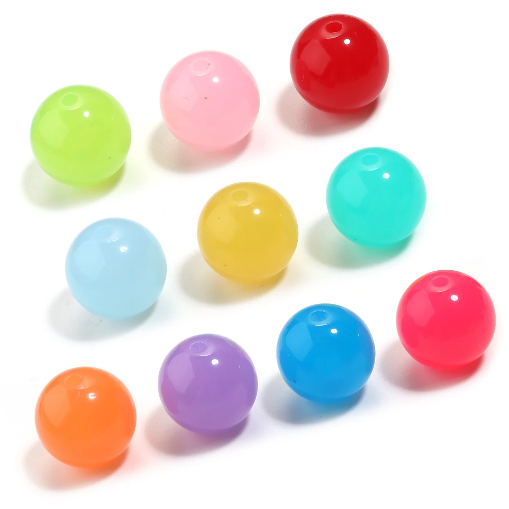 20 قطعة/الوحدة هلام اللون الاكريليك الخرز المستديرة 16 مللي متر تقليد حبات اليشم فاصل فضفاض الخرز DIY بها بنفسك صنع المجوهرات قلادة سوار