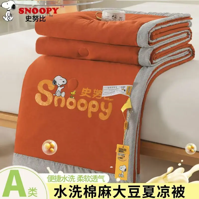 

Kawaii Снупи мультфильм мультфильм печати стирка хлопок лен летнее одеяло машина стирка общежитие одинарное двойное тонкое одеяло оптом