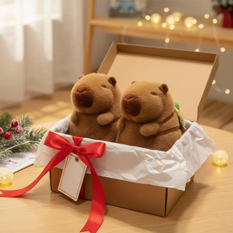 Cute Capybara Plush Keychain Soft Mini Fluffy Stuffed Animal Toy Fruit Themed Bag Charm For Birthday Christmas Gift For Kids