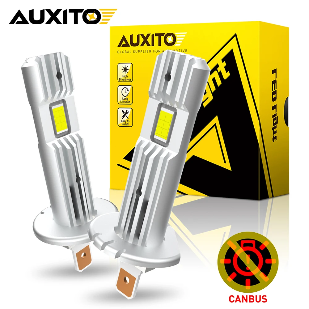 AUXITO 2Pcs  H1 LED Headlight Canbus Mini 60W 12000LM for Car Headlamp Fanless Light Auto Fog Lamps Plug and Play Automobile