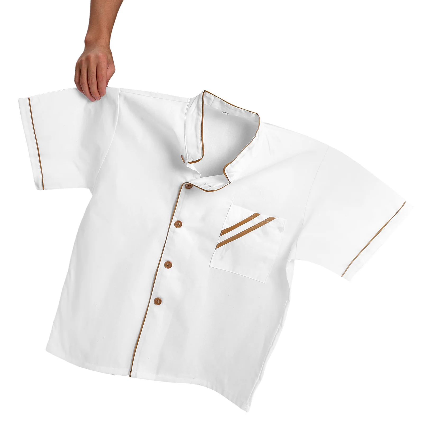 Unisex koksjas met korte mouwen, wit, maatbestendig, duurzaam cateringuniform voor restaurant, hotelkeuken, werkkleding