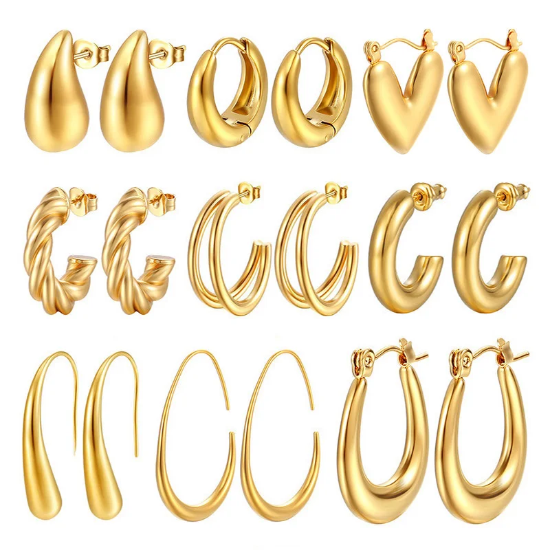 Most Popular Style Titanium Steel Hoop Earrings For Women C-type Peach Heart Round Ear Ring Non-fading Hot Selling Ear Jewelry