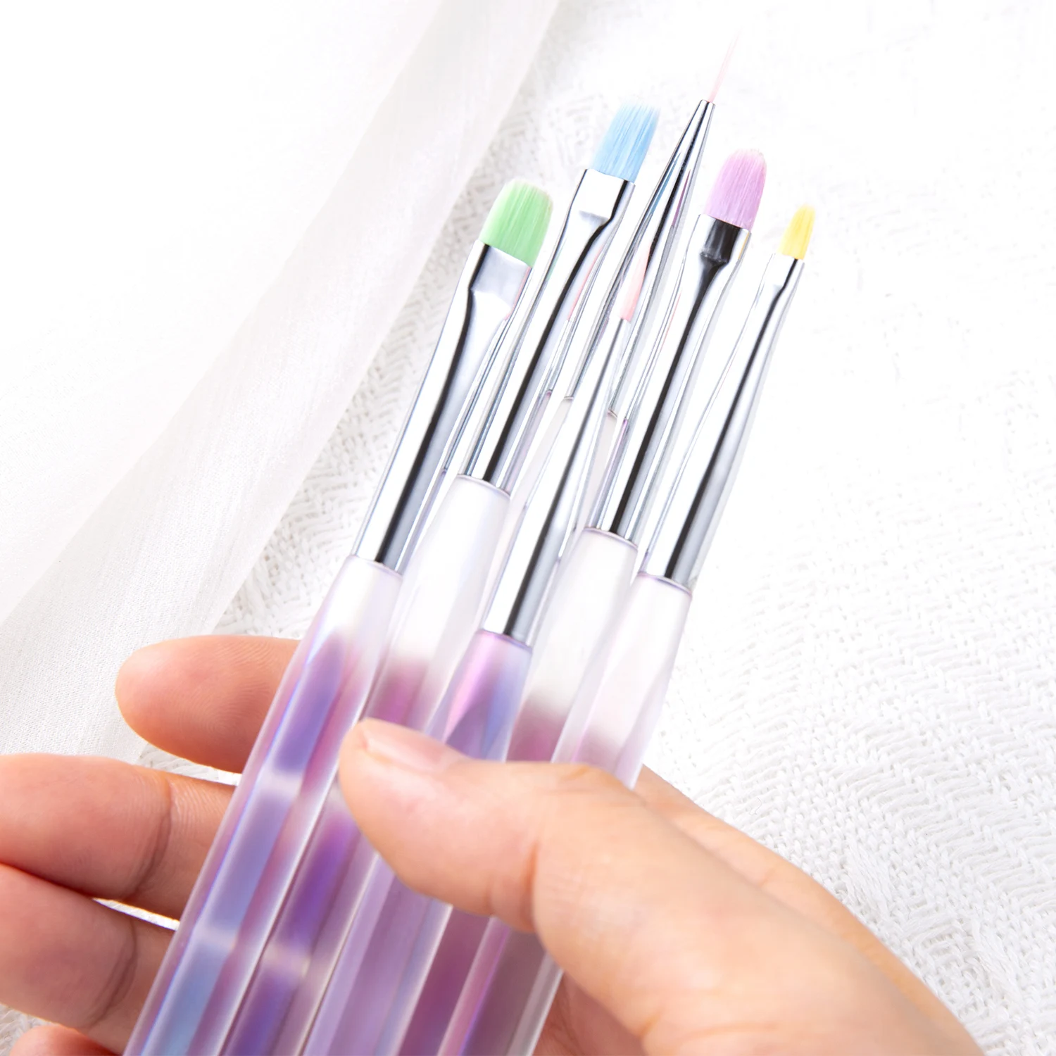 Aurora Color Clear Nail Building Gel Brush Set Nail Art Liner Drawing Brush Acrylic Nail UV Gel Extension Manicure Painting Tool