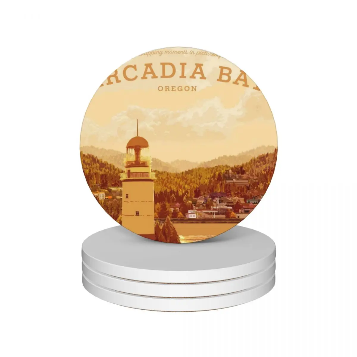 Life is Strange - Arcadia Bay Travel Poster (Sunset) Ceramic Coasters (Set of 4) mug mat tile cute Coasters