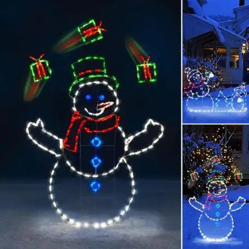 Ornement de bonhomme de neige LED, lumière scintillante, décoration de noël, fête de vacances animée, décoration de maison d'hiver, jardin extérieur, cour