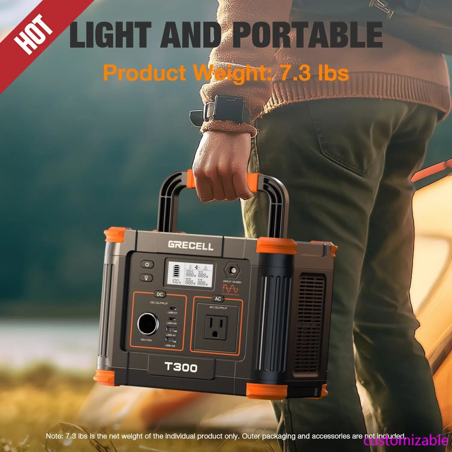 

Portable Power Station300W(Peak600W)GRECELL230.88WhSolar Generator with 60W USB-C PD Output,110V Pure Sine Wave AC Outlet Backup