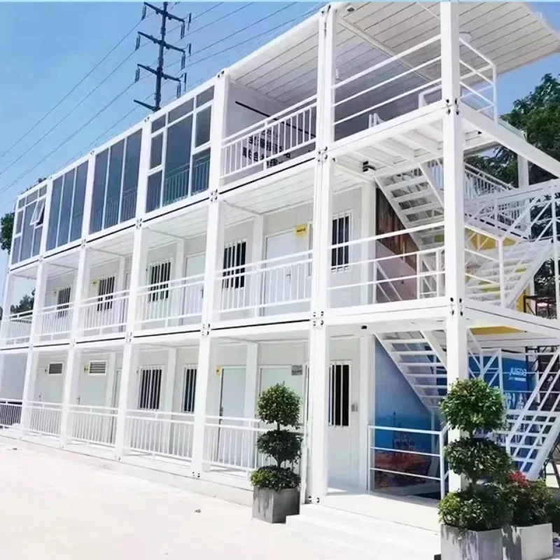 Customized Three Floor Modular Prefabricated Building Customized Flat Pack Houses Big Apartment Composite Steel Container House