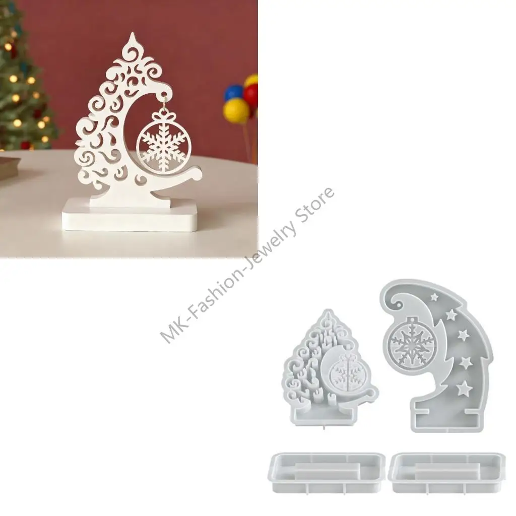 

Q6PF Christmas Tree Silicone Mould For Resin Craft Snowflake Ornament Decorations