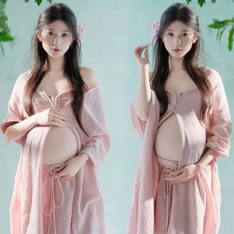 

Элегантное розовое платье для беременных для фотосессии, 2 предмета: платье с открытыми плечами и повязка на голову для студийной съемки