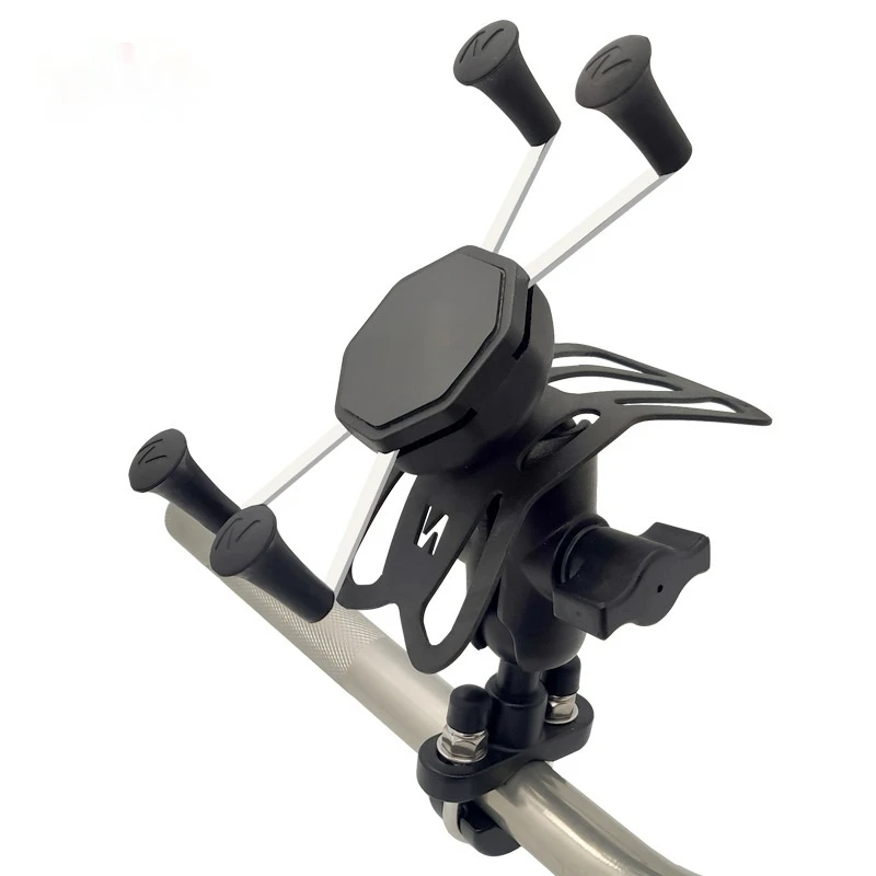 X Grip Phone Holder with 9cm Double socket Arm and U Clamp for Bike Motorcycle Phone Mount Compatible with 1 inch Ram Mount