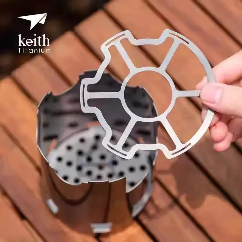 مجموعة تخييم تيتانيوم KEITH - كوب زجاجة تيتانيوم خفيف الوزن وخالي من البلاستيك وموقد خشبي مع حقيبة حمل من القماش #4