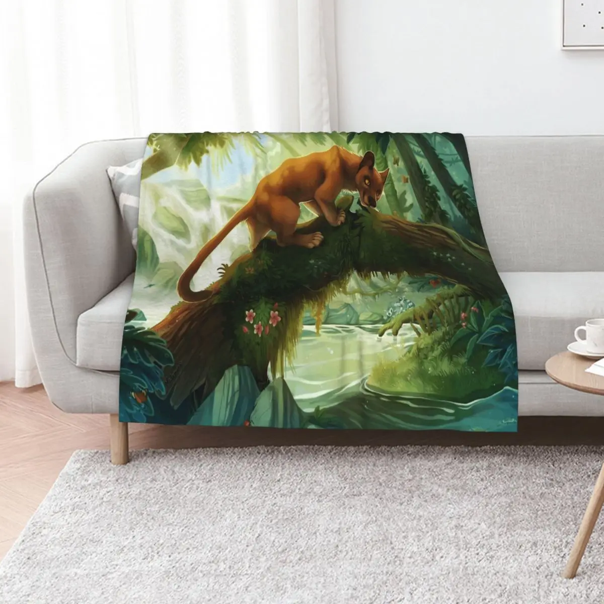 Peaceful Fossa walking in the jungle Throw Blanket Loose Plaid for babies bed plaid Sofa Throw halloween Blankets