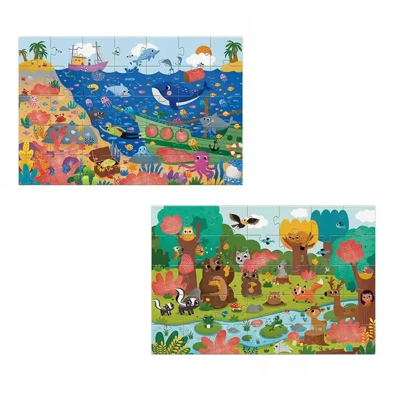 Mideer 35 Elementów Sekretna Układanka Las Ocean z Magicznymi Okularami Zabawki Edukacyjne dla Dzieci od 3 Lat