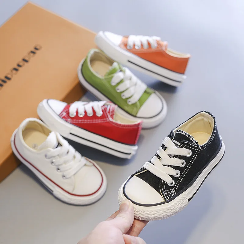 Girl Sneakers 2024 Spring Autumn New Boy Shoes Kids Jelly Color Canvas Shoes Casual Lace Up Classic Flats Children Shoes