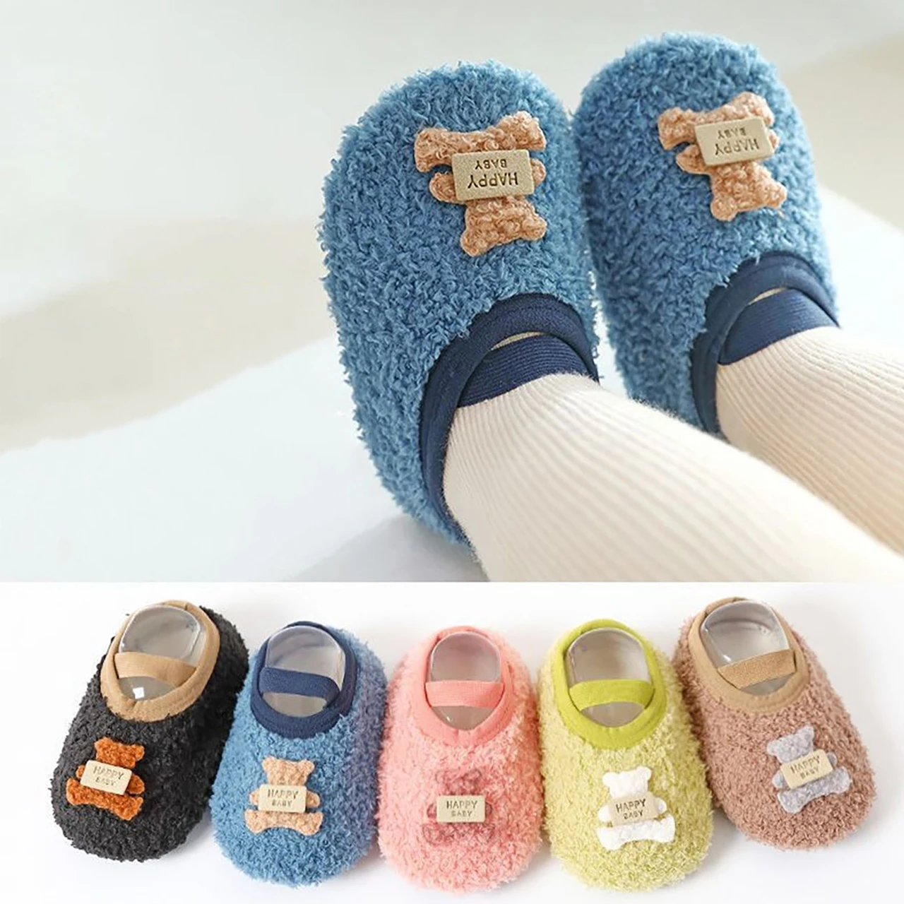 

0-3Year Baby Plush Shoe Soft Soled Shoes Winter Newborn Foot Protection Covers Indoor Toddler Anti-Slip Shoes Cute Kids Sneakers