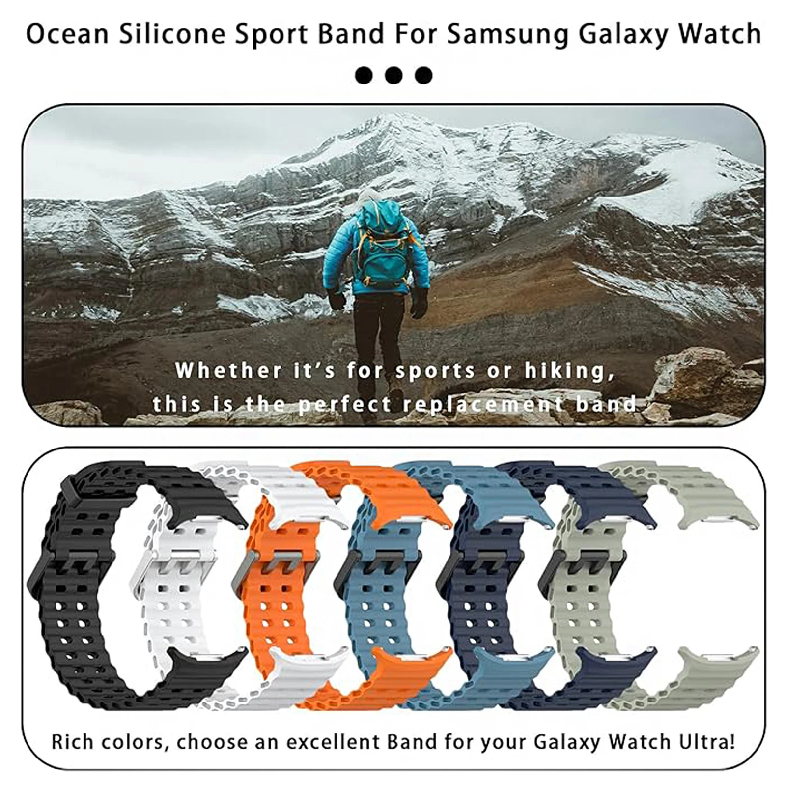 Браслет для Samsung Galaxy Watch 7 Ultra 47 мм, мягкий дышащий водонепроницаемый силиконовый ремешок для Samsung Galaxy Watch 7 Ultra 47 мм