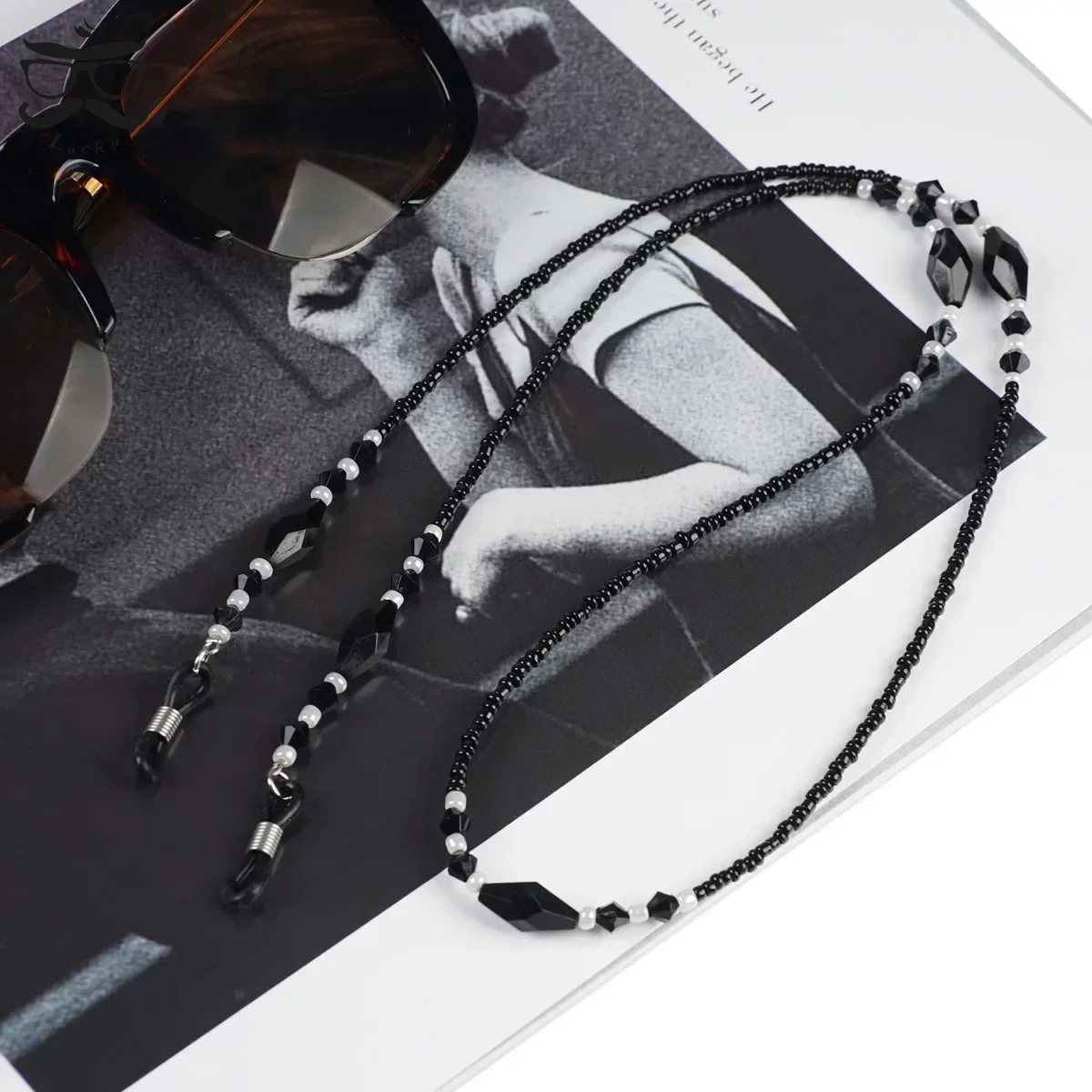 Fashion Glasses Chain  Black Acrylic Bead Chain Anti-Slip Glasses Rope Holder Neck Strap Sunglasses Hanging Rope Accessories