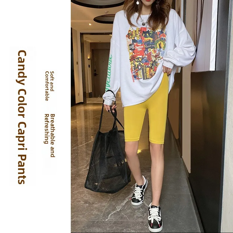 Modale Five-Point Women's Summer Thin Large Size Fat MM Tight Pants Shorts Base Pants Outerwear Prevent Exposure Safety Pants