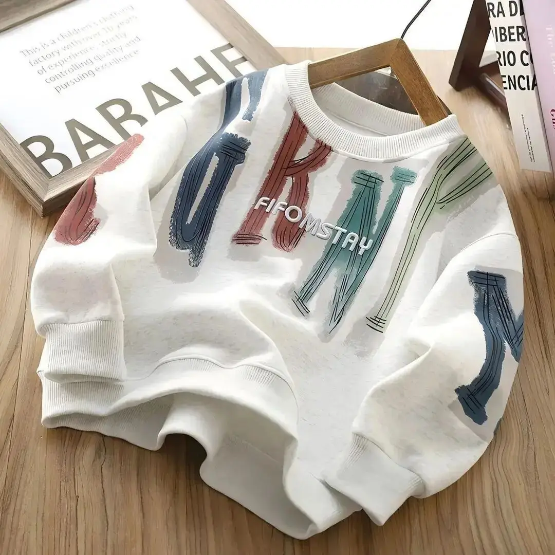 

Spring and Autumn Boys' Round Neck Hoodie New Children's Casual Hoodie Sweatshirt 110-170cm
