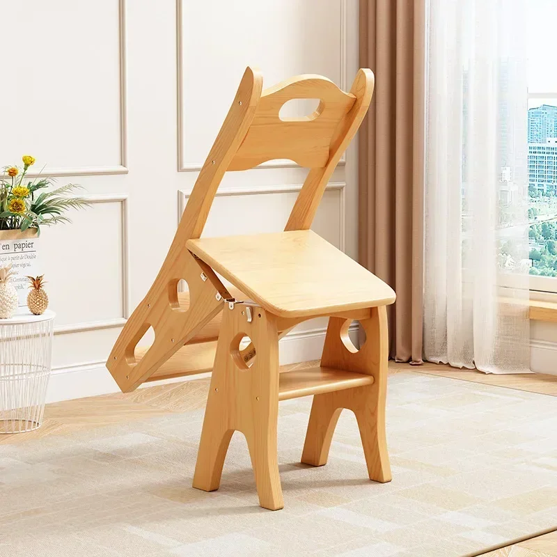 wholesale Dual-use chair ladder convertible wooden stool Stackable Wood Chairs