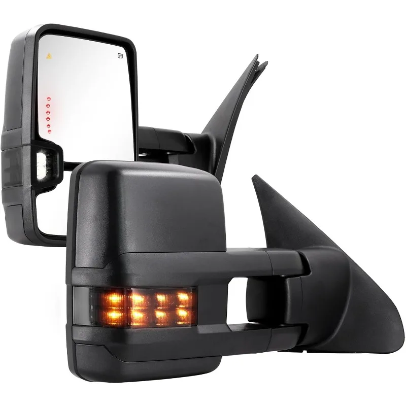 Towing Mirrors for 07-21 Tundra with Power Glass Heated Arrow Turn Signal Light Running Light Blind Spot Light Extendable Fold