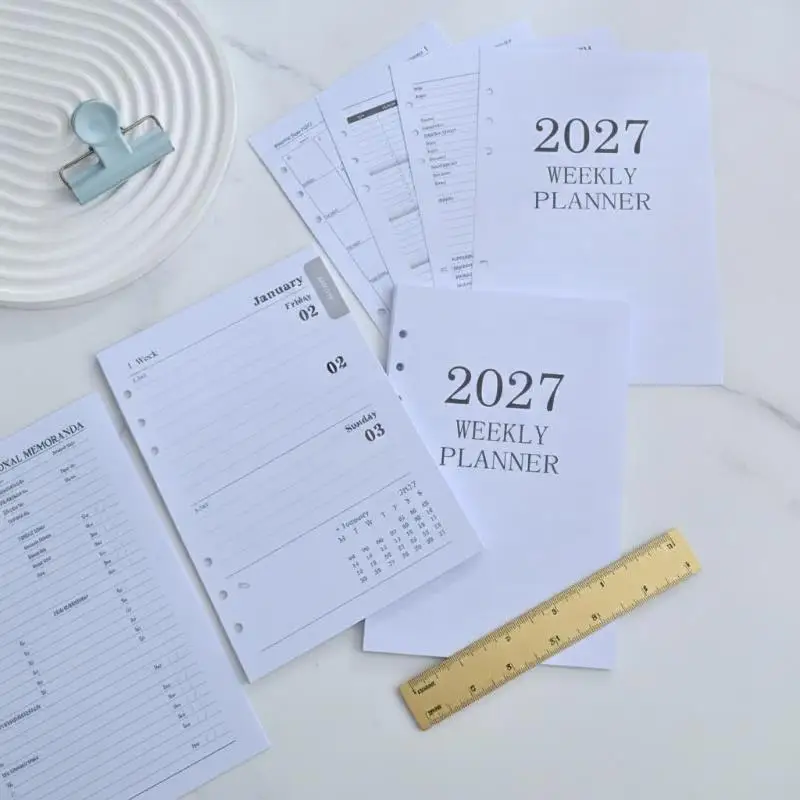 A5 Weekly Planner Refill 64 Sheets 128 Pages Loose Leaf Thin Insert for Business Work Plan Tracking