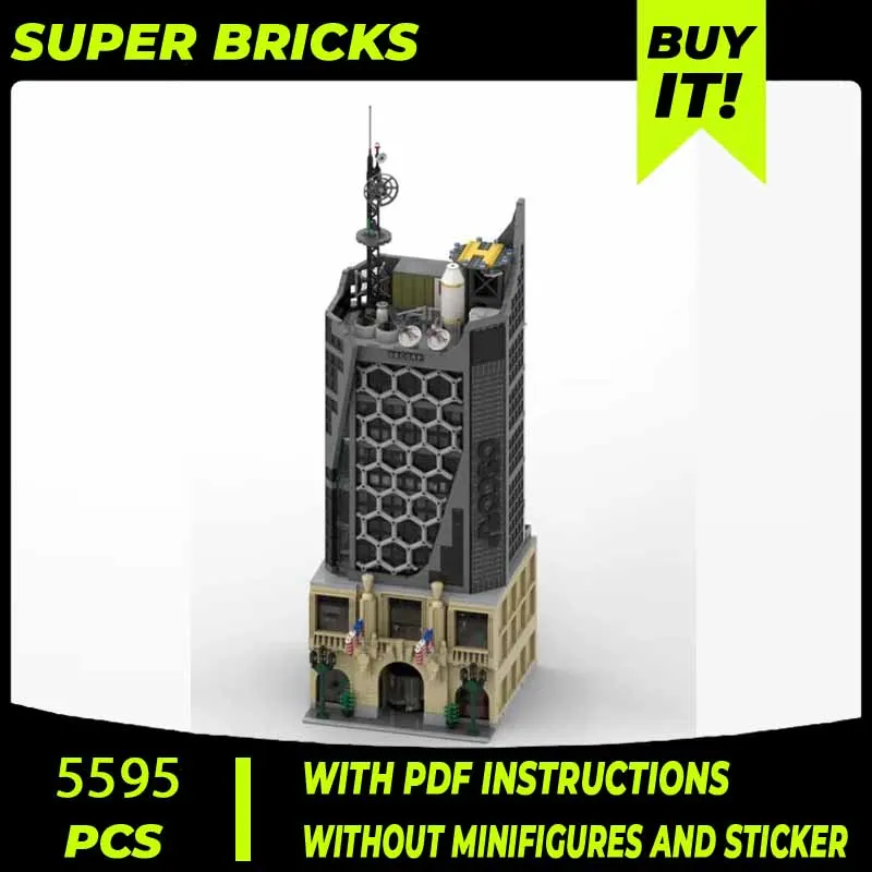 Spider Movie MOC Building Block Oscorp Tower Model Technical Bricks DIY Assembly Modular Architecture Street View Toy For Gift