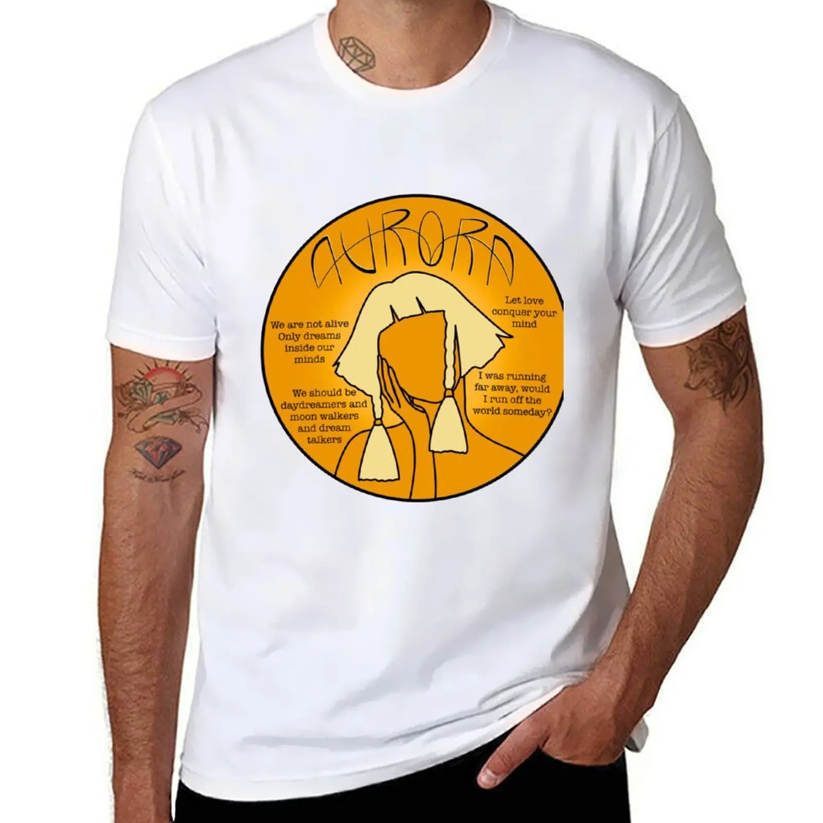 

Aurora Music Quote Design Orange T-Shirt man t shirt cotton t shirts for man graphic tees T-Shirt