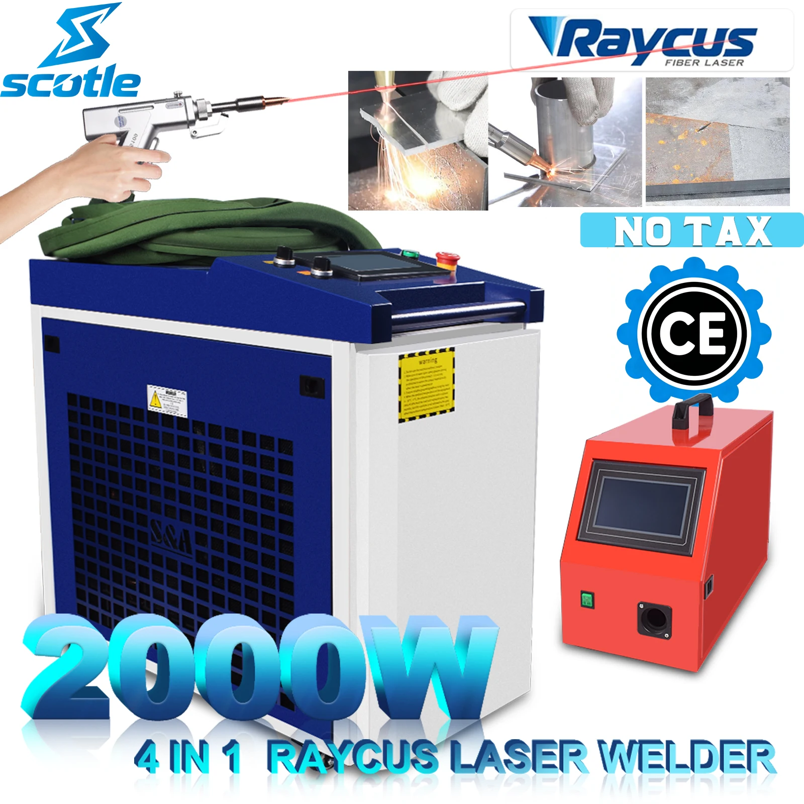 2000W 4 IN 1 Laser Welder Raycus QBH Fiber Laser Welding Machine 1500W Rust Cleaning Machine for Welding Cutting Cleaning