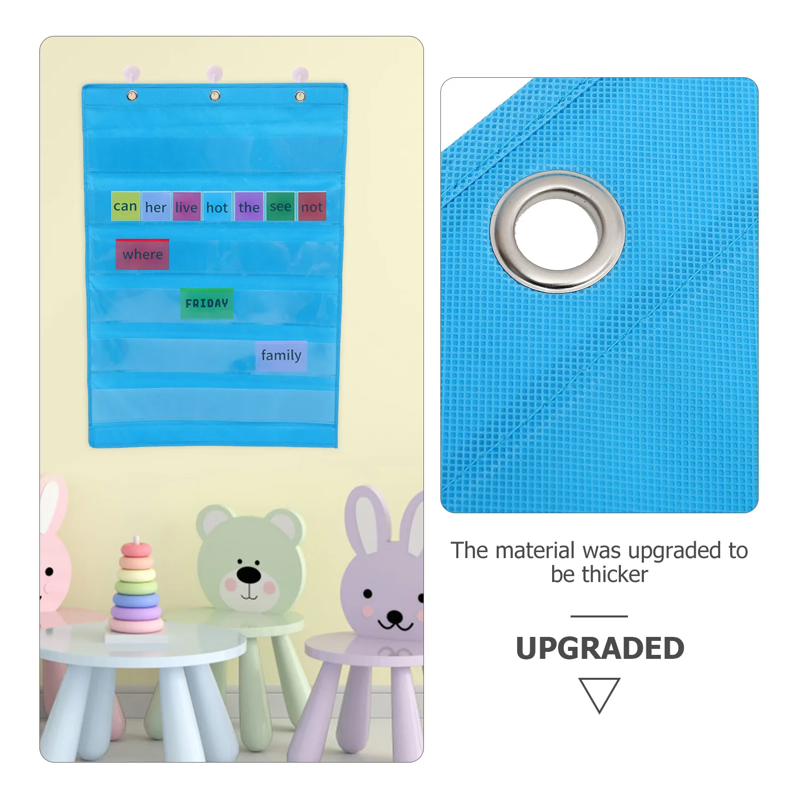 

Classroom Pocket Chart Thick Nonwoven Wall Organizer for Cards Cell Phones Calculators Study Accessories