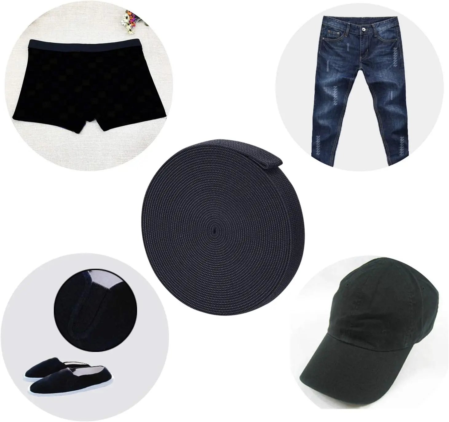 Черная эластичная лента для шитья, широкая эластичная лента s, катушка для эластичного стрейча, плоская тканевая лента, вязаная эластичная лента для парика