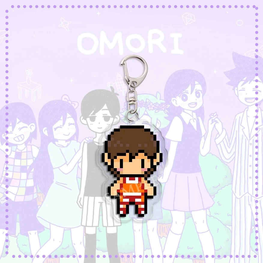 Anime Omori Pixel  Keychain Figures Basil Kel Sunny Pendant Keyring Chain Accessories Bag Men Women Gift Accessories Jewelry