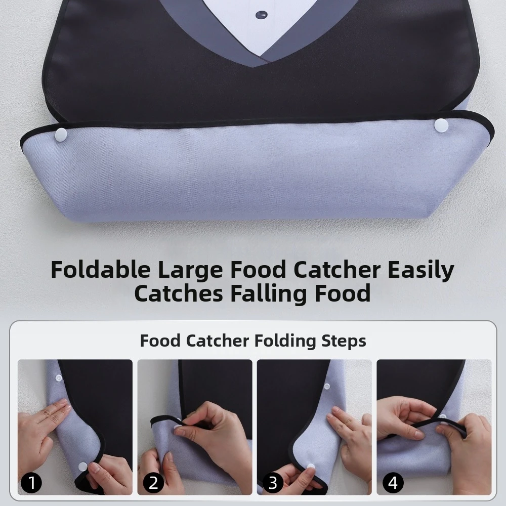 Waterproof Adult Eating Bib Large Size Stain-Resistant Clothing Protector Bib Washable Crumb Catcher Pocket Reusable Feeding Bib