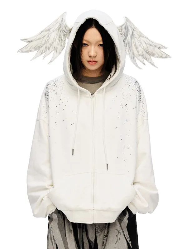 Good quality, starlight hot diamonds, angel sweater, white.