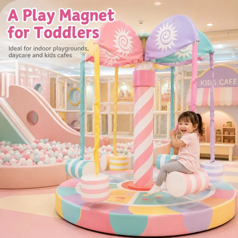 Commercial Amusement Soft Play Baby Swing Set with Merry Go Round Tree Carousel for Kid Outdoor Swing Playground Party Play Area