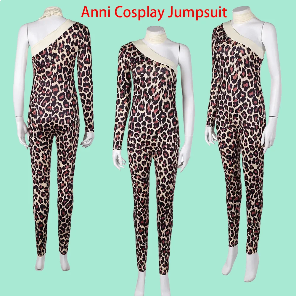 Anni-Frid Cosplay Synni Lyngstad Retro Leopard Print Jumpsuit ABBA Roleplay Costume Adult Women Outfits Halloween Carnival Suit