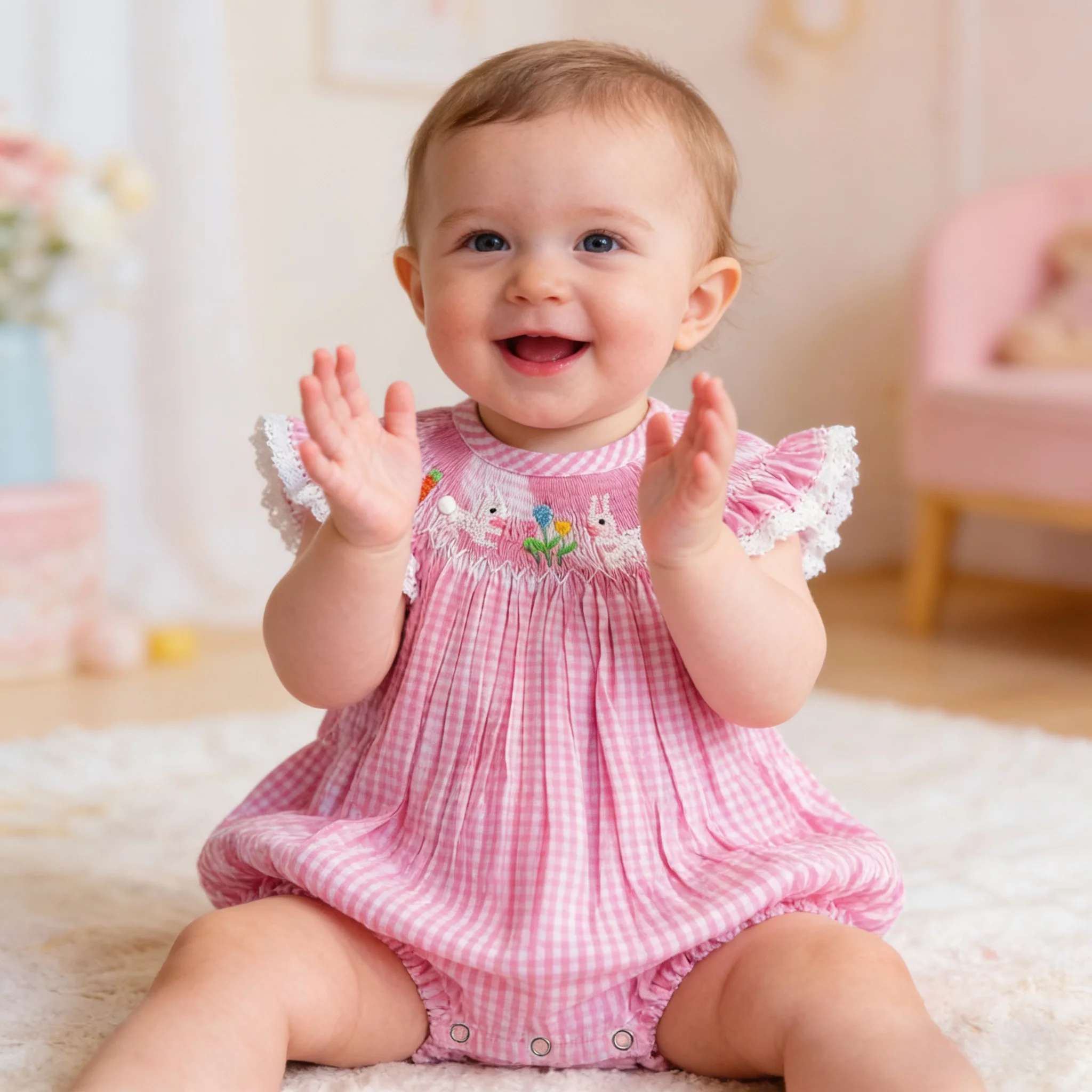 

Детский летний комбинезон YIHUI оптом: модный, дышащий, из хлопка и льна, с коротким рукавом, с изображением пасхального кролика, для новорожденных и малышей.