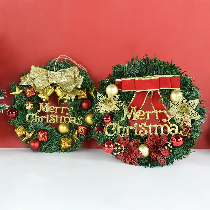 

1Pc Christmas Wreath For Home Door Window Wall Indoor Outdoor Decorations 2024 New Year Christmas Garland Ornaments Navidad Gift