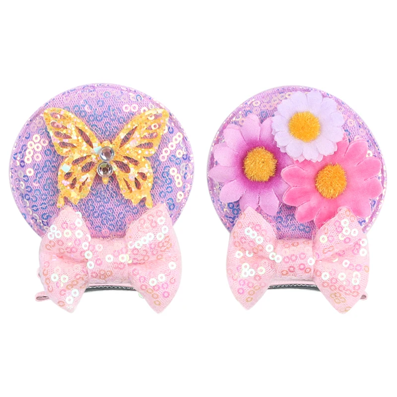 1pc Beliebte Maus Ohren Bogen Haar Clips für Mädchen Thema Pack Reise Glitter Haarnadeln Kinder Festival Party DIY Haar zubehör – Detail 9
