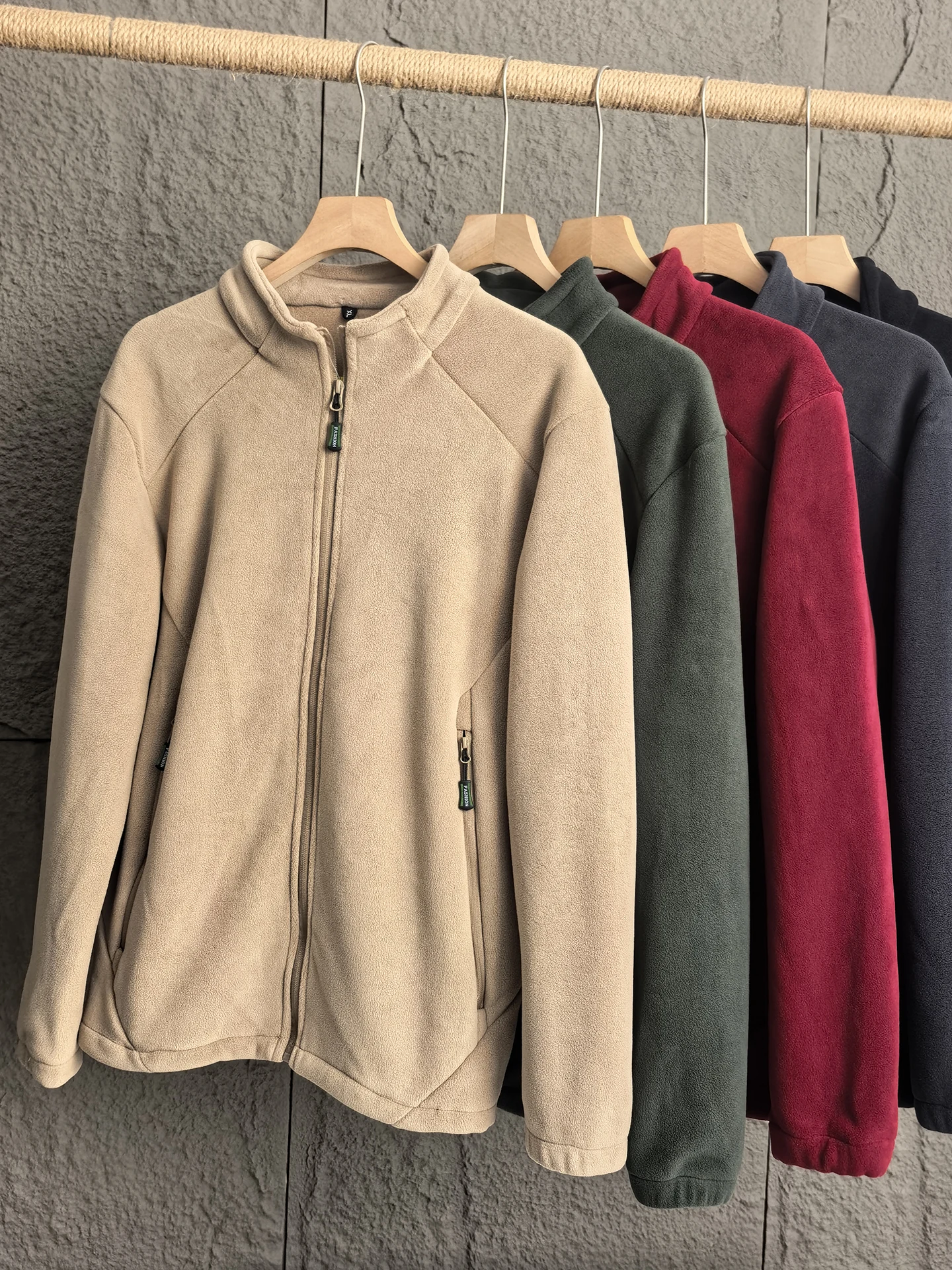 

Men's Fce Lined Thiened Stand Collar Jaet Double Sided Floing Autumn Winter Warm Outerwear Casual Sle Zipper Closure