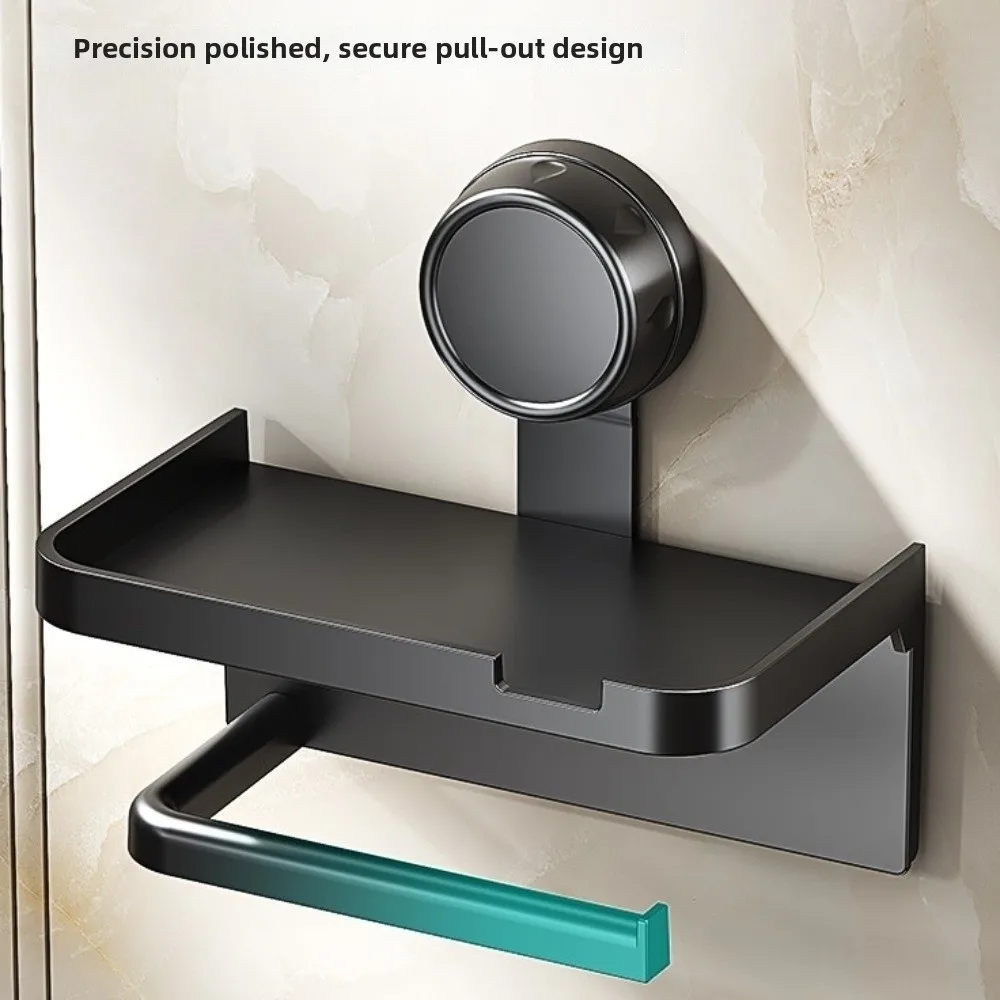 Suction Cup Bathroom Paper Holder High-Quality Multi-Functional Tissue Holder No-Drill Self Adhesive Bathroom Storage Rack
